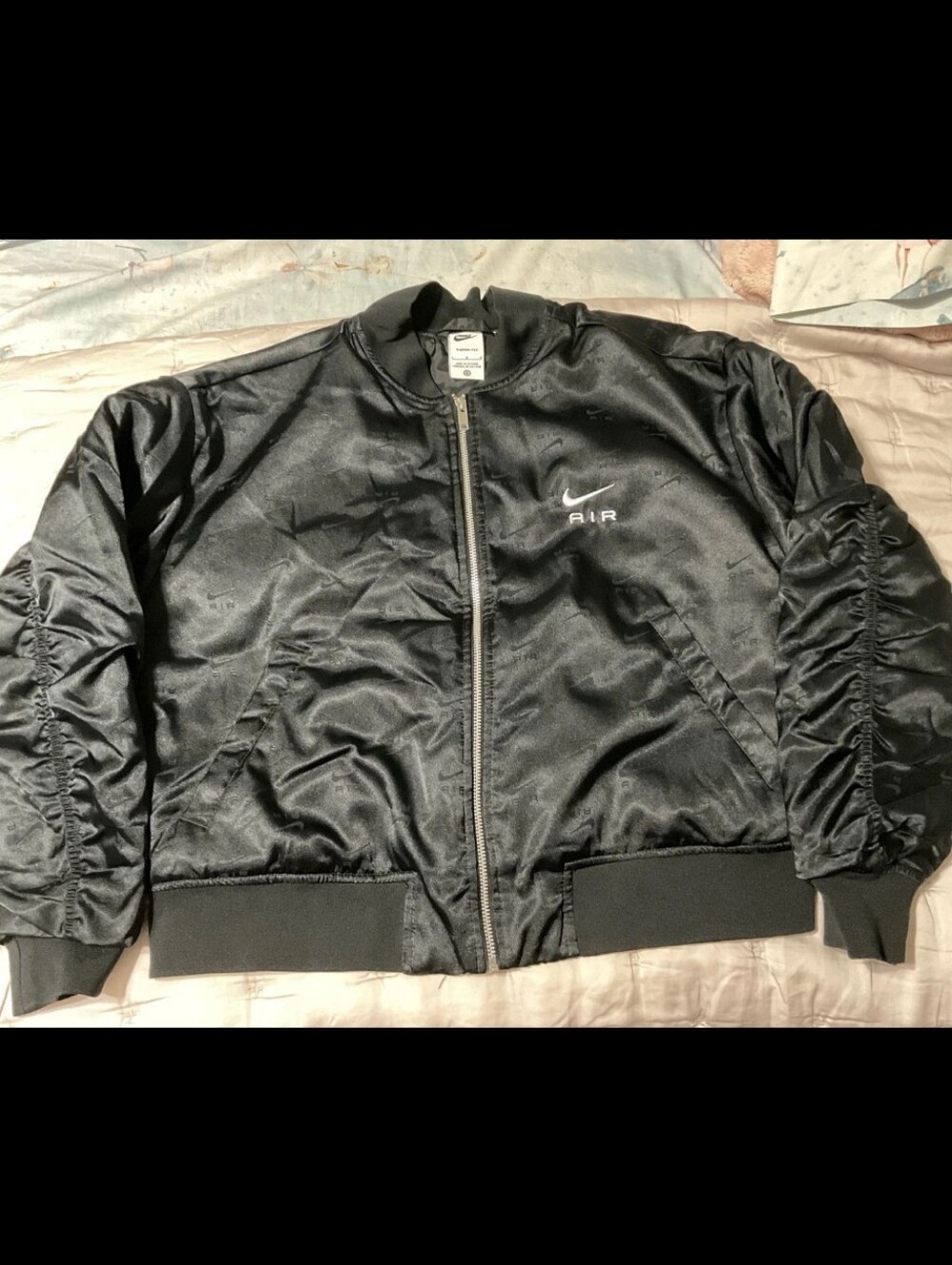 Nike Air Logo Monogram Women's Black Therma Fit Bomber Jacket Large